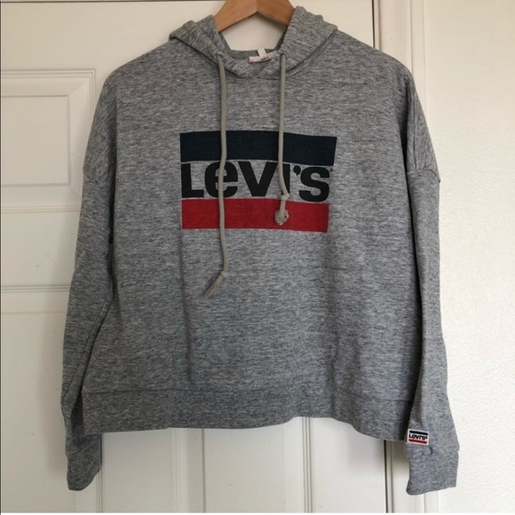 Levi's Tops | Levi's Graphic Grey Sport Hoodie | Color: Gray/Red | Size: S | Jana910's Closet